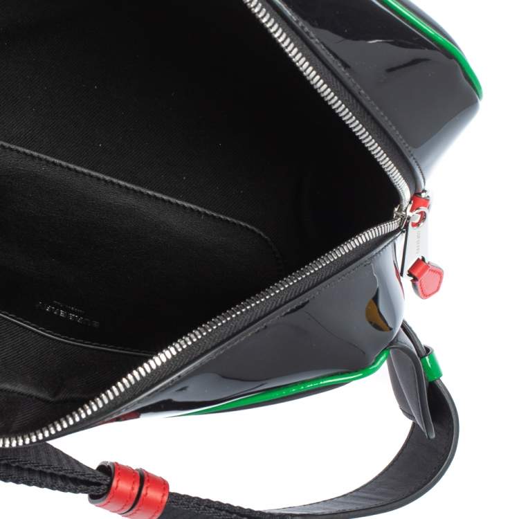 Pre Owned Burberry Black Leather and Patent Leather Cube Bumbag