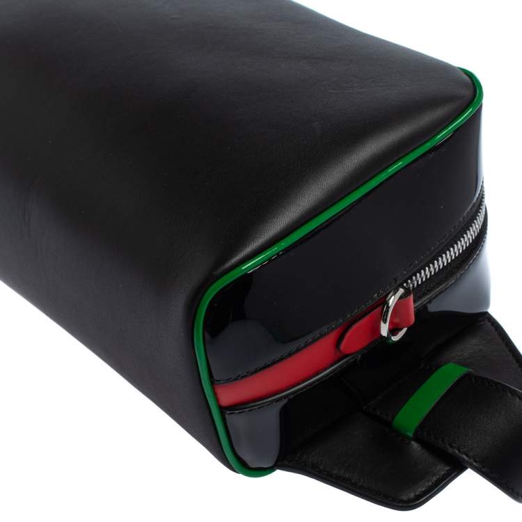 Pre Owned Burberry Black Leather and Patent Leather Cube Bumbag