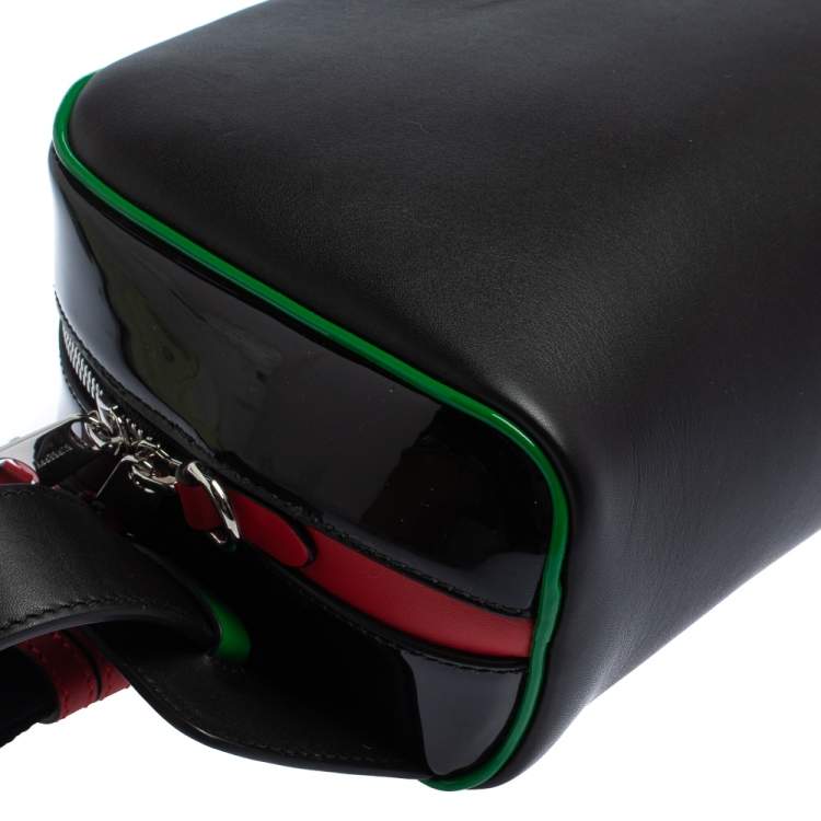 Pre Owned Burberry Black Leather and Patent Leather Cube Bumbag