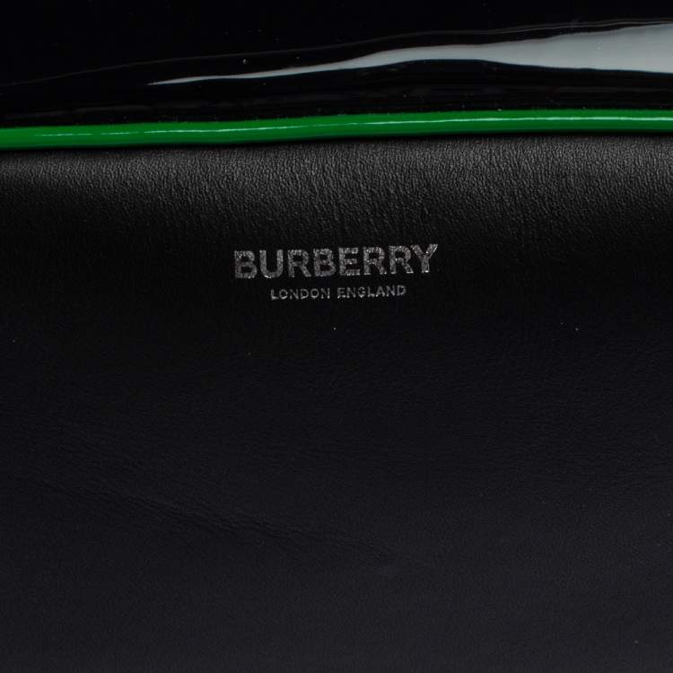Pre Owned Burberry Black Leather and Patent Leather Cube Bumbag