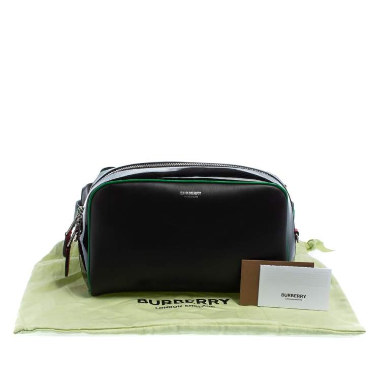 Pre Owned Burberry Black Leather and Patent Leather Cube Bumbag