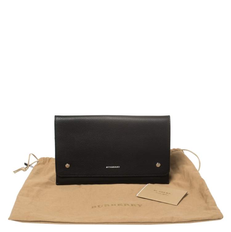 Pre Owned Burberry Black Grained Leather Pearson Clutch