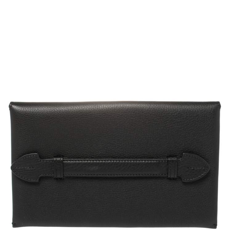 Pre Owned Burberry Black Grained Leather Pearson Clutch