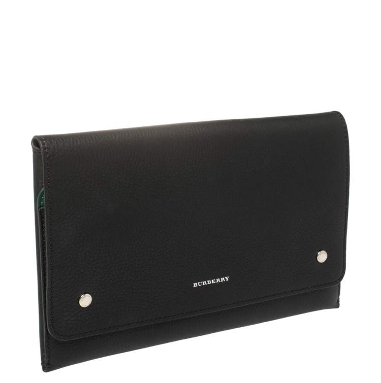 Pre Owned Burberry Black Grained Leather Pearson Clutch