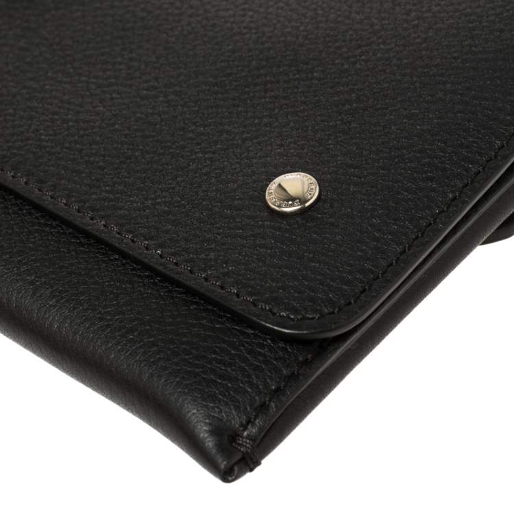 Pre Owned Burberry Black Grained Leather Pearson Clutch