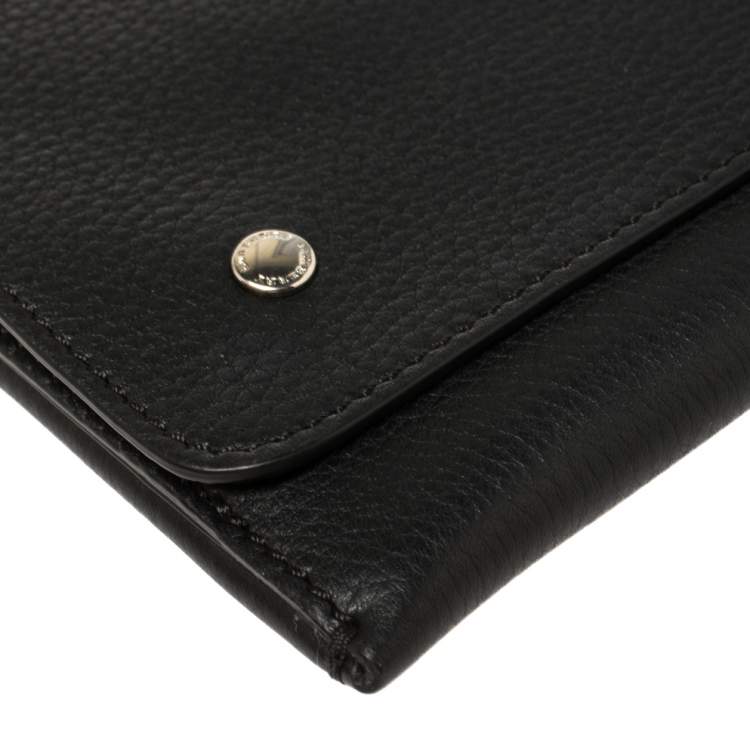 Pre Owned Burberry Black Grained Leather Pearson Clutch