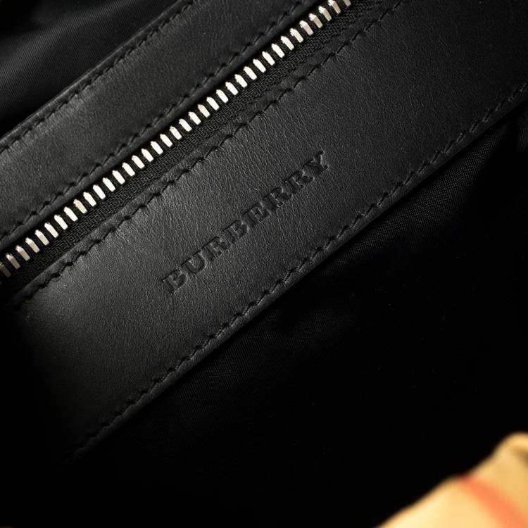 Pre Owned Burberry Antique Yellow Vintage Check Nylon Large Rucksack Backpack