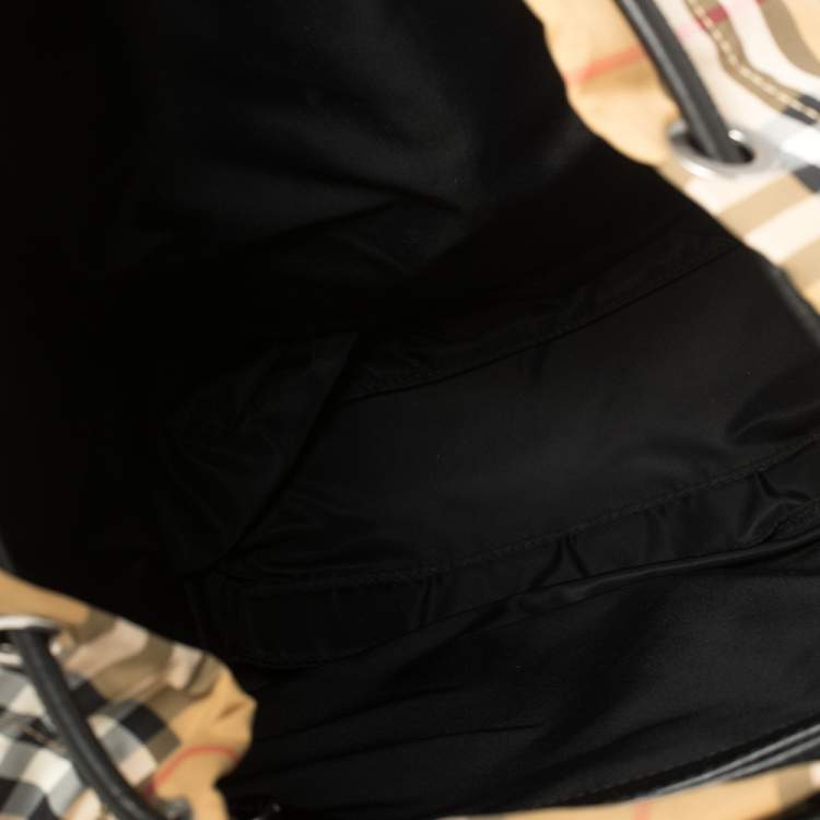 Pre Owned Burberry Antique Yellow Vintage Check Nylon Large Rucksack Backpack