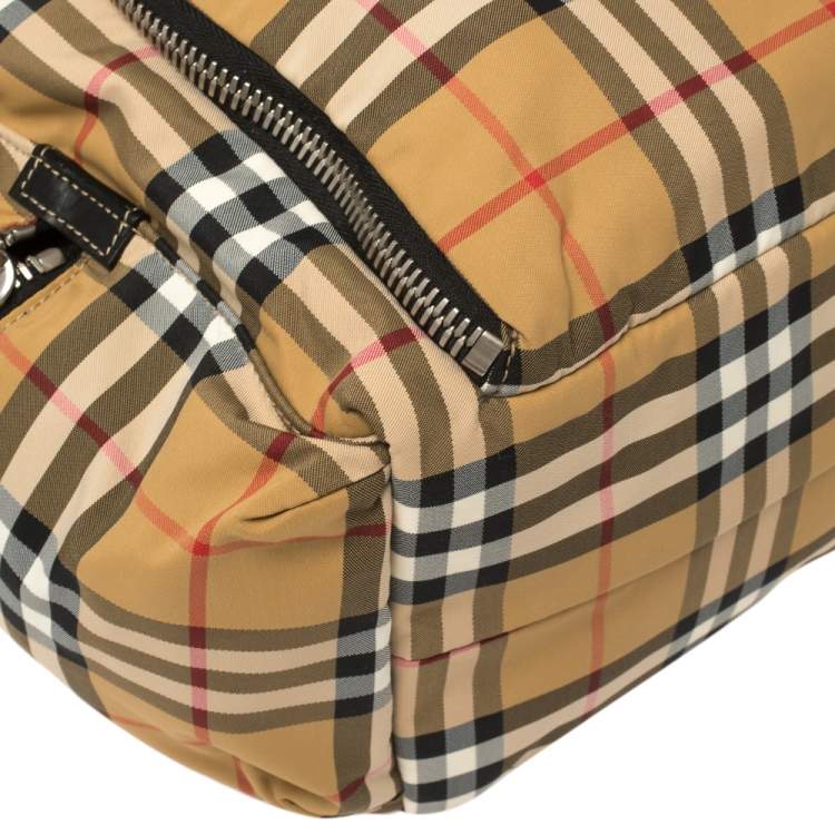 Pre Owned Burberry Antique Yellow Vintage Check Nylon Large Rucksack Backpack