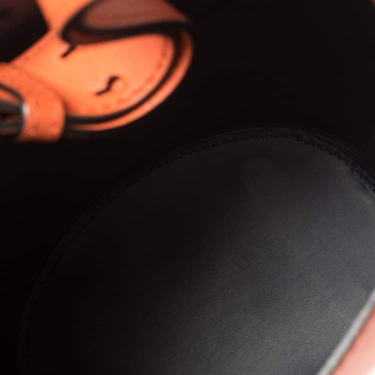 Pre Owned Burberry Orange Leather Small Bucket Bag