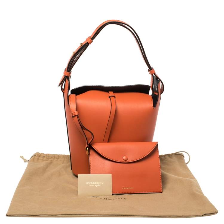 Pre Owned Burberry Orange Leather Small Bucket Bag