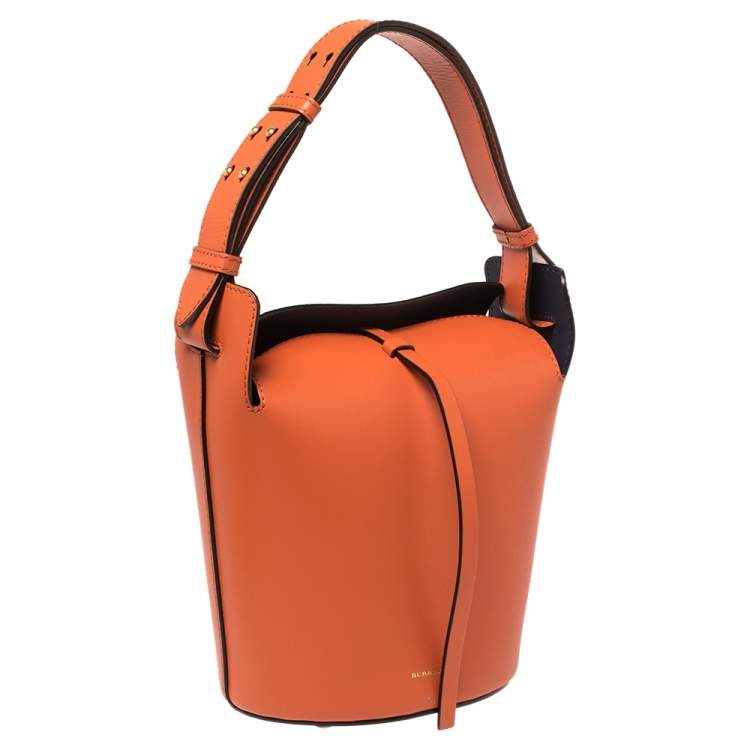 Pre Owned Burberry Orange Leather Small Bucket Bag