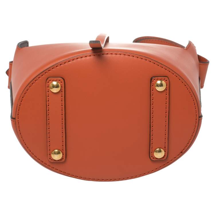 Pre Owned Burberry Orange Leather Small Bucket Bag