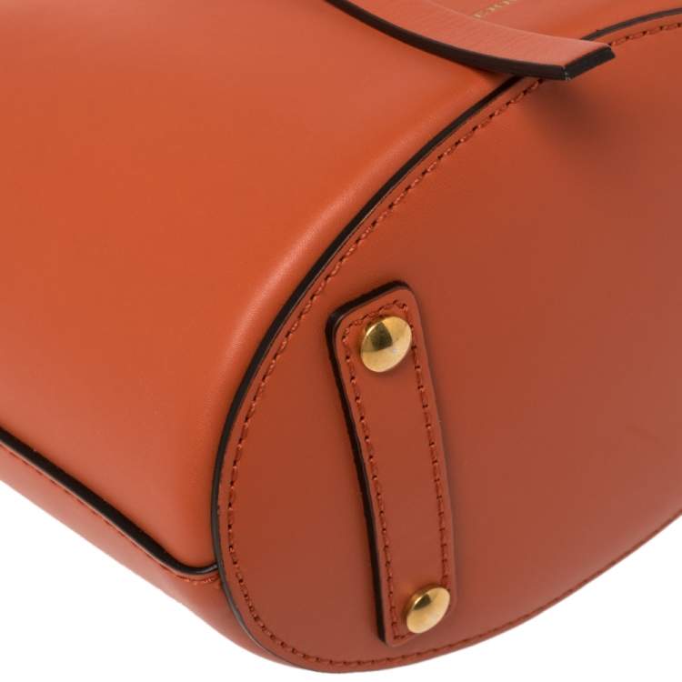 Pre Owned Burberry Orange Leather Small Bucket Bag