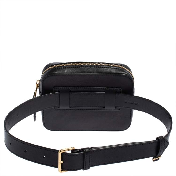 Pre Owned Burberry Beige/Black Nova Check Canvas and Leather Studded Elise Belt Bag