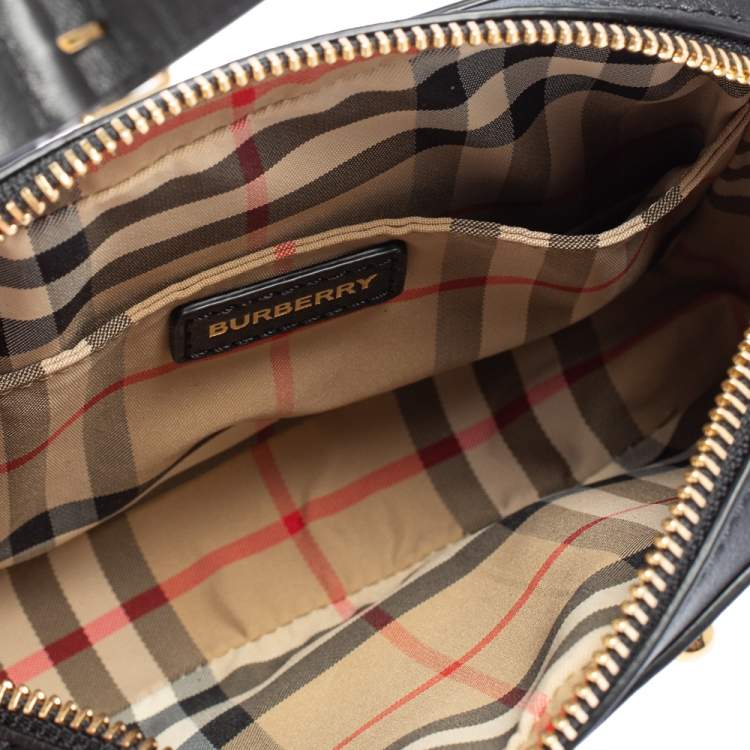 Pre Owned Burberry Beige/Black Nova Check Canvas and Leather Studded Elise Belt Bag