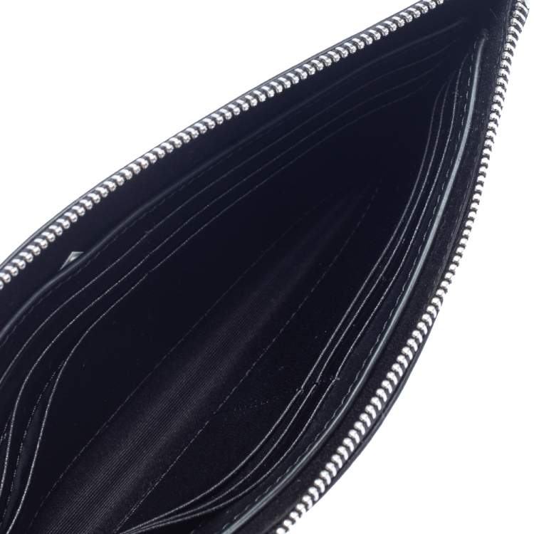 Pre Owned Burberry Charcoal Check Coated Canvas Zip Around Nolan Wristlet Wallet