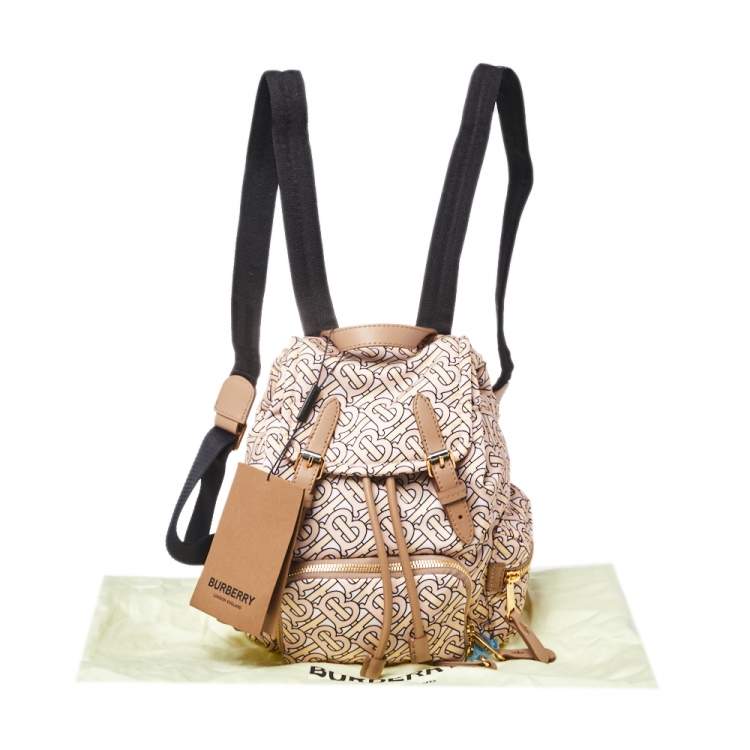 Pre Owned Burberry Blush Pink TB Print Nylon Small Rucksack Backpack