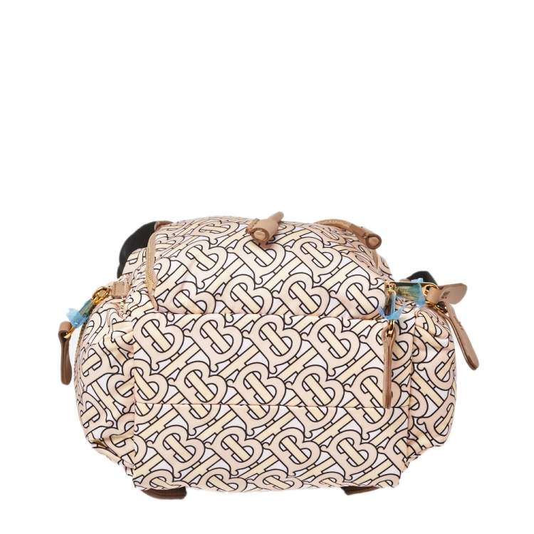 Pre Owned Burberry Blush Pink TB Print Nylon Small Rucksack Backpack