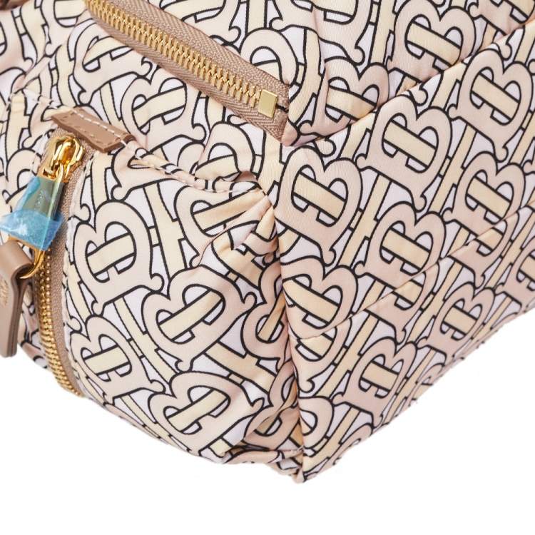 Pre Owned Burberry Blush Pink TB Print Nylon Small Rucksack Backpack