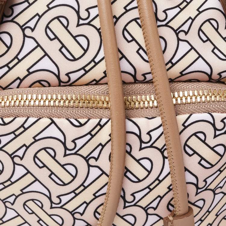 Pre Owned Burberry Blush Pink TB Print Nylon Small Rucksack Backpack