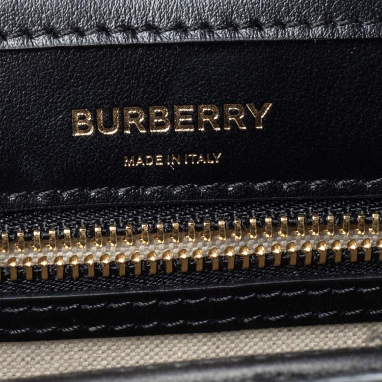 Pre Owned Burberry Black/Beige Latticed Leather Tote
