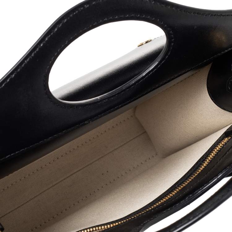 Pre Owned Burberry Black/Beige Latticed Leather Tote