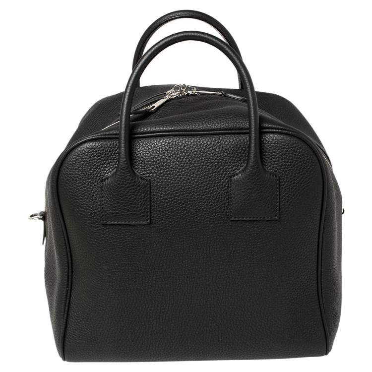 Pre Owned Burberry Black Leather Medium Cube Duffle Bag