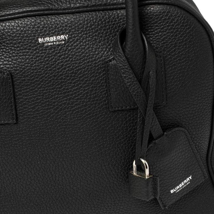 Pre Owned Burberry Black Leather Medium Cube Duffle Bag