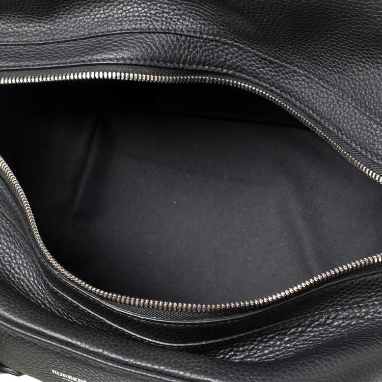 Pre Owned Burberry Black Leather Medium Cube Duffle Bag