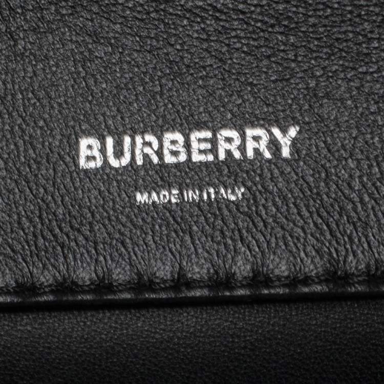 Pre Owned Burberry Black Leather Medium Cube Duffle Bag