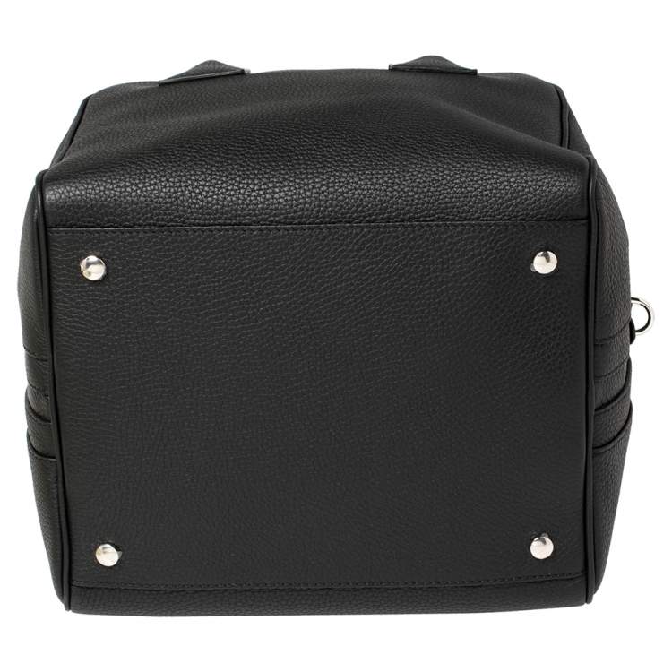 Pre Owned Burberry Black Leather Medium Cube Duffle Bag