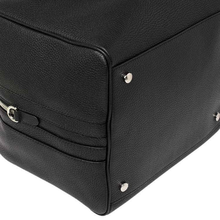 Pre Owned Burberry Black Leather Medium Cube Duffle Bag
