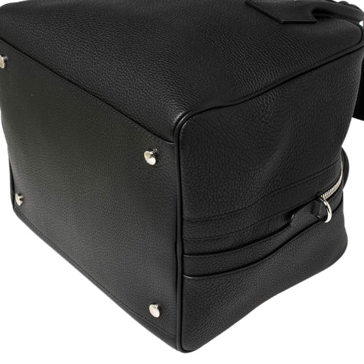 Pre Owned Burberry Black Leather Medium Cube Duffle Bag