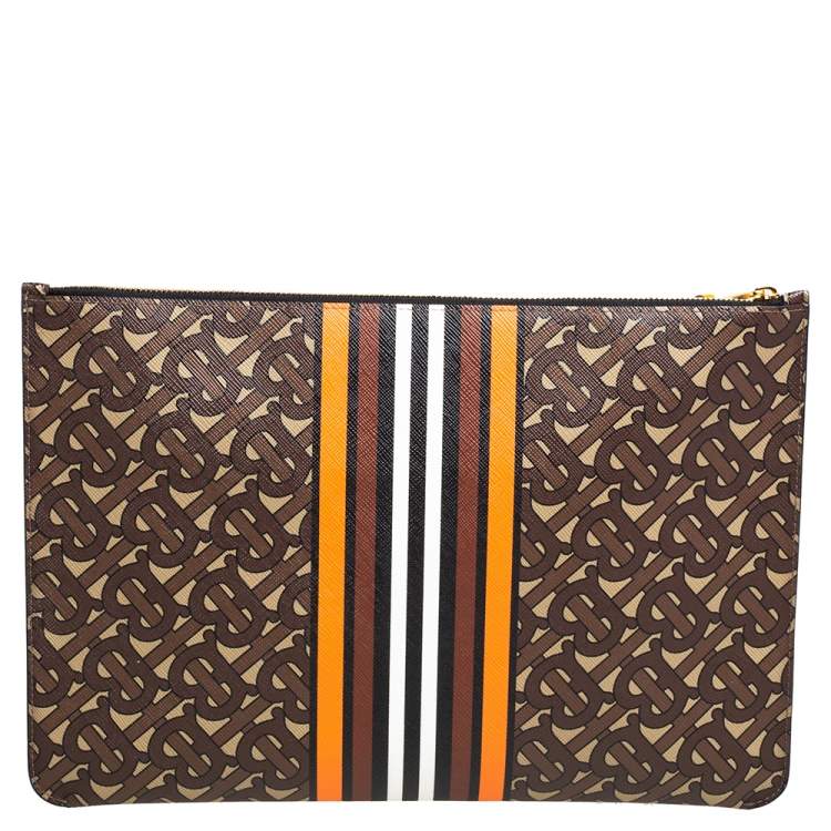 Pre Owned Burberry Multicolor TB-Print Coated Canvas Pouch