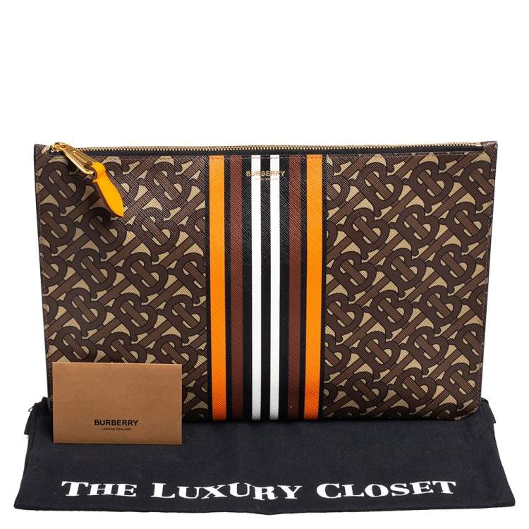 Pre Owned Burberry Multicolor TB-Print Coated Canvas Pouch