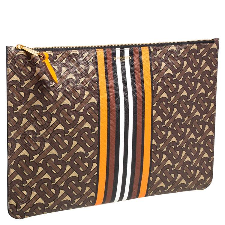 Pre Owned Burberry Multicolor TB-Print Coated Canvas Pouch