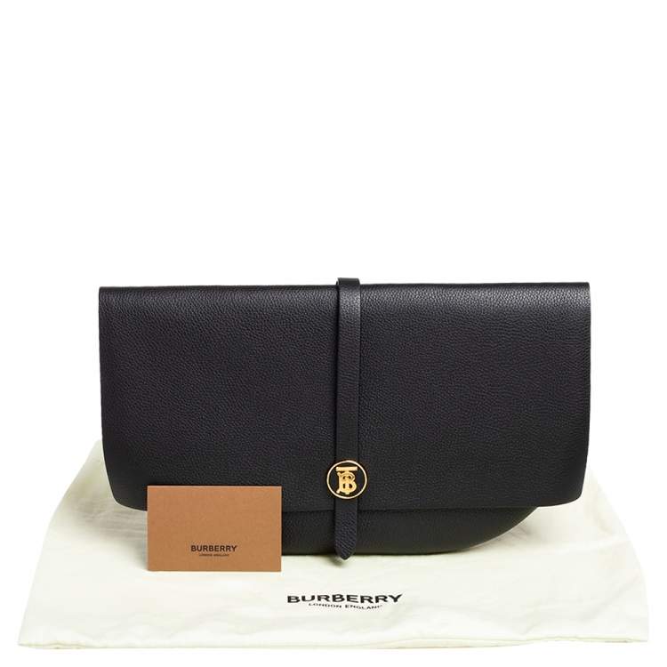Pre Owned Burberry Black Grained Leather Anne Clutch