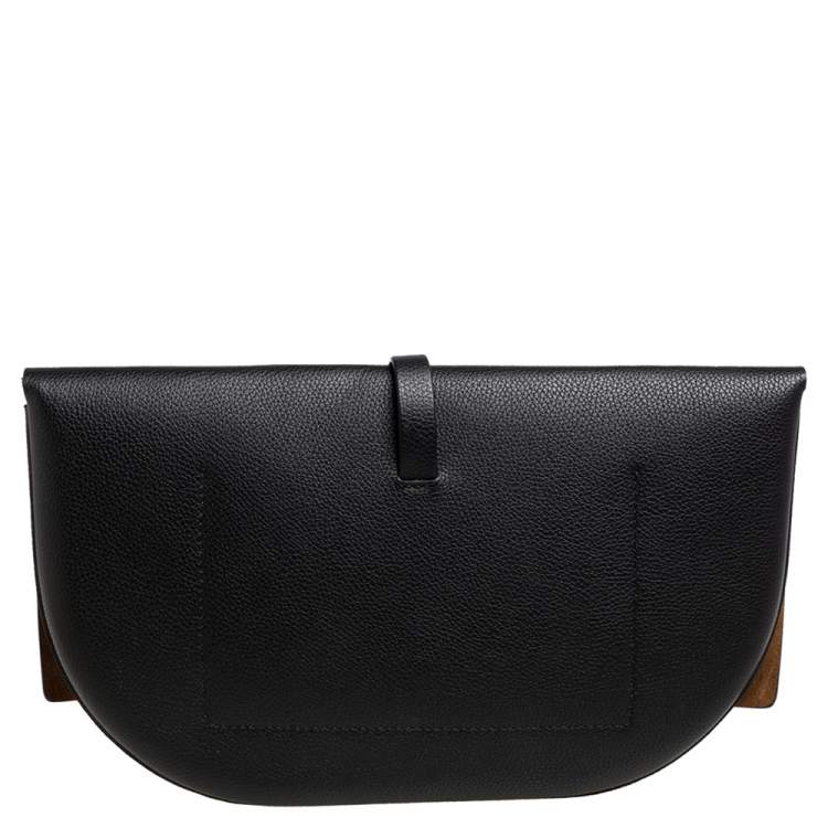 Pre Owned Burberry Black Grained Leather Anne Clutch