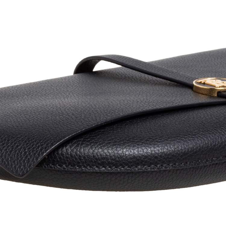 Pre Owned Burberry Black Grained Leather Anne Clutch