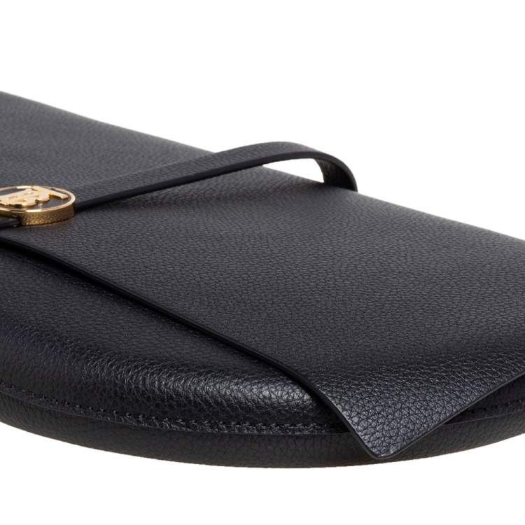 Pre Owned Burberry Black Grained Leather Anne Clutch