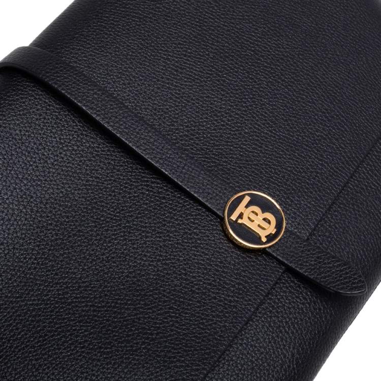 Pre Owned Burberry Black Grained Leather Anne Clutch