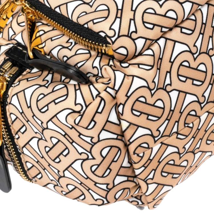 Pre Owned Burberry Beige TB Print Nylon Small Rucksack Backpack