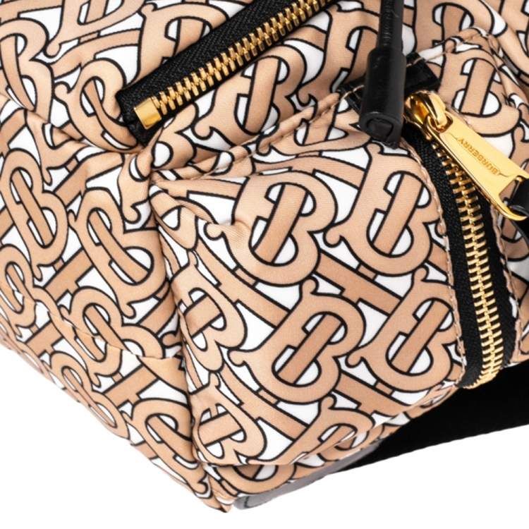 Pre Owned Burberry Beige TB Print Nylon Small Rucksack Backpack