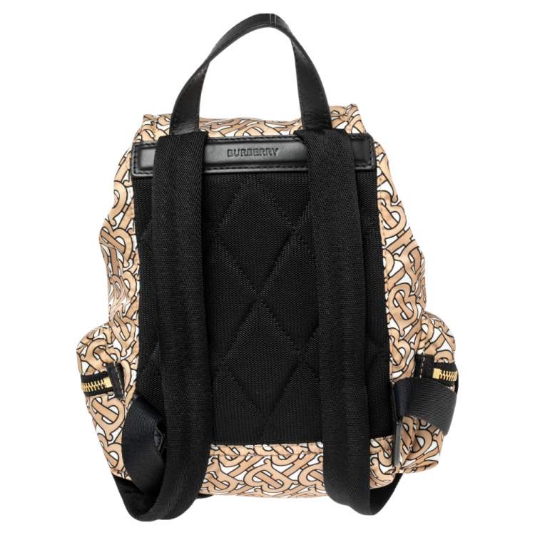 Pre Owned Burberry Beige TB Print Nylon Small Rucksack Backpack