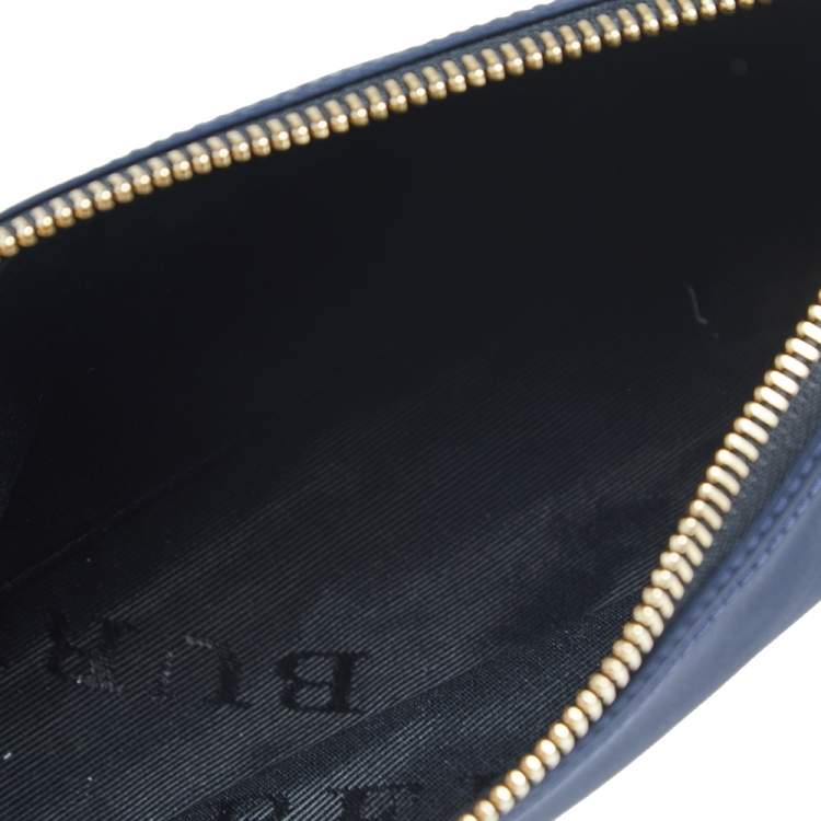 Pre Owned Burberry Navy Blue Nylon Small Pouch
