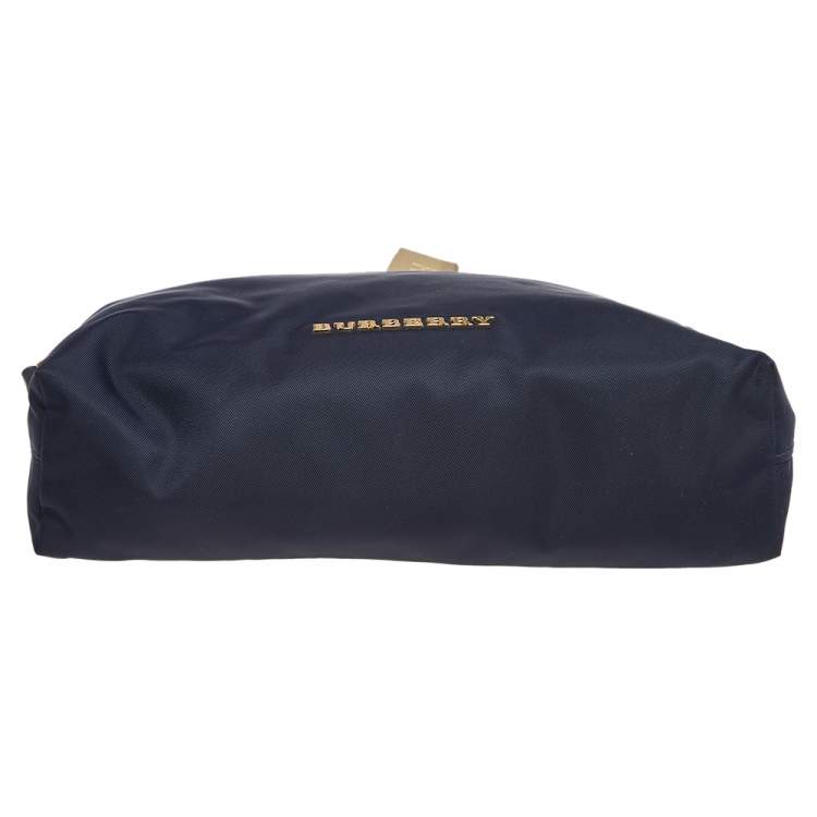 Pre Owned Burberry Navy Blue Nylon Small Pouch