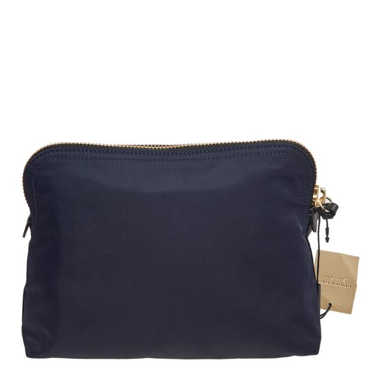Pre Owned Burberry Navy Blue Nylon Small Pouch