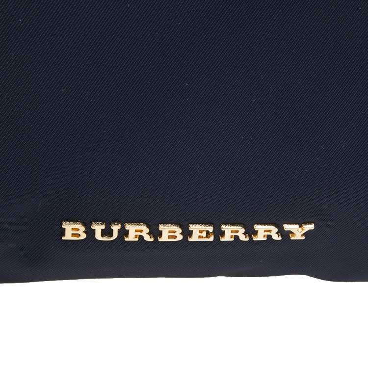Pre Owned Burberry Navy Blue Nylon Small Pouch
