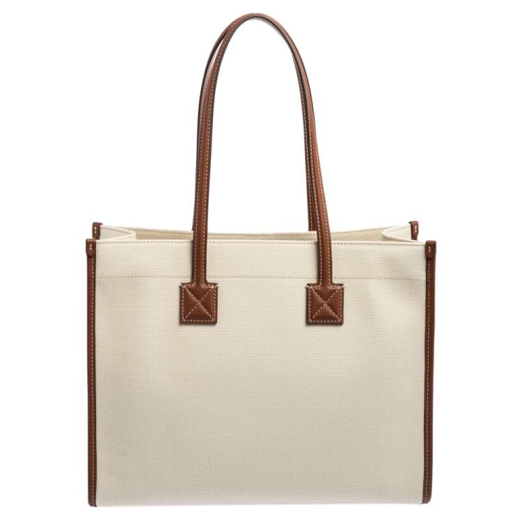 Pre Owned Burberry Beige/Brown Canvas And Leather Small Freya Tote